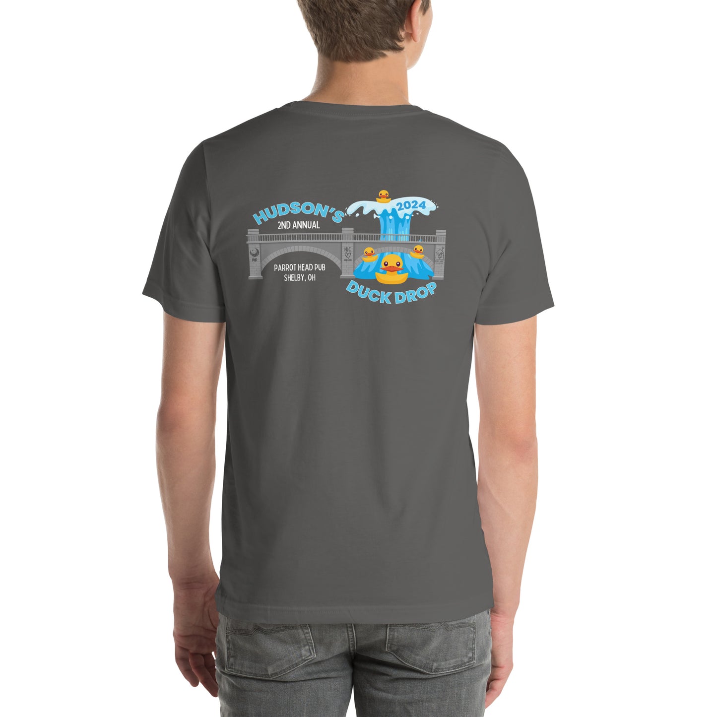 Hudson's Duck Drop Unisex T-shirt with Back Design