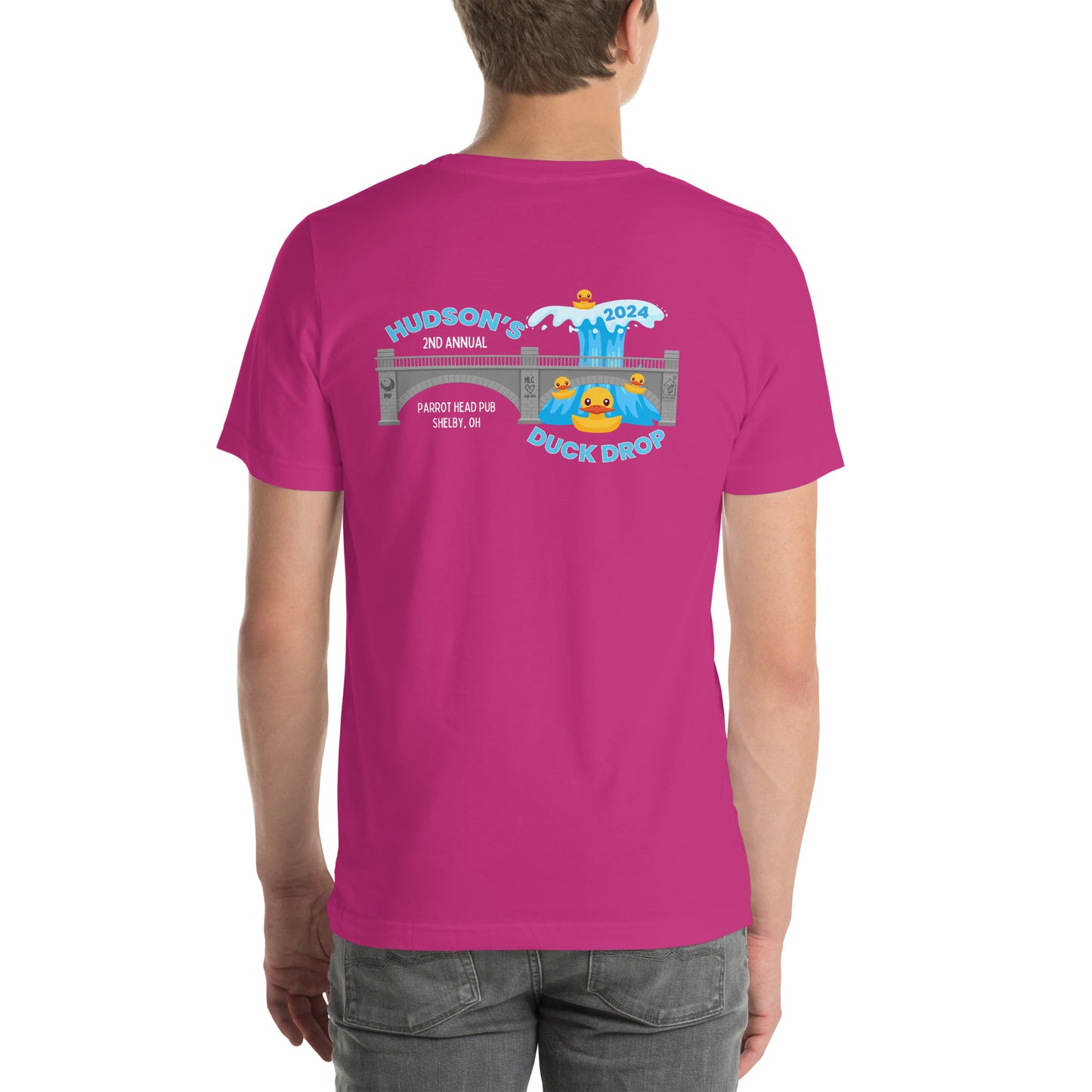 Hudson's Duck Drop Unisex T-shirt with Back Design