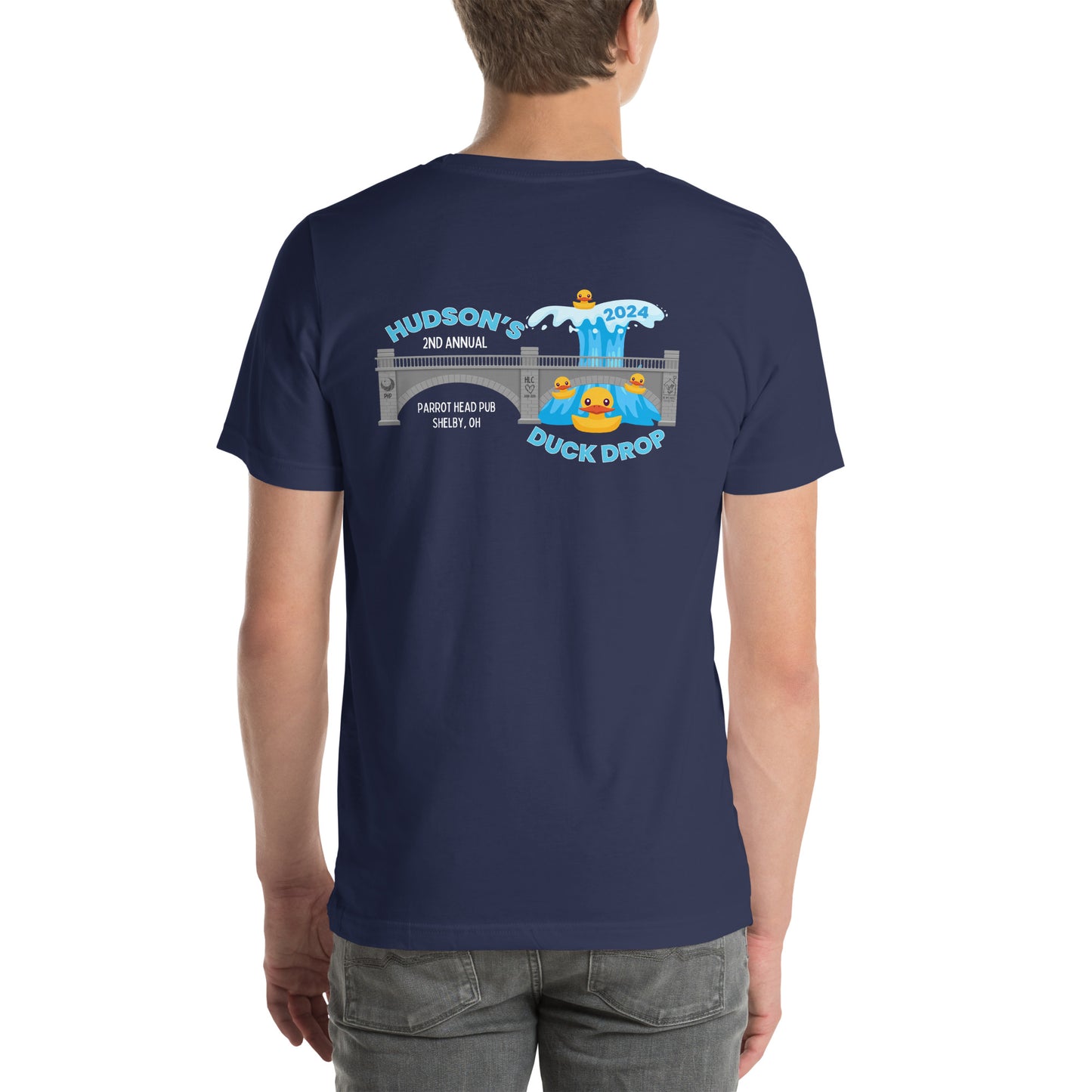 Hudson's Duck Drop Unisex T-shirt with Back Design