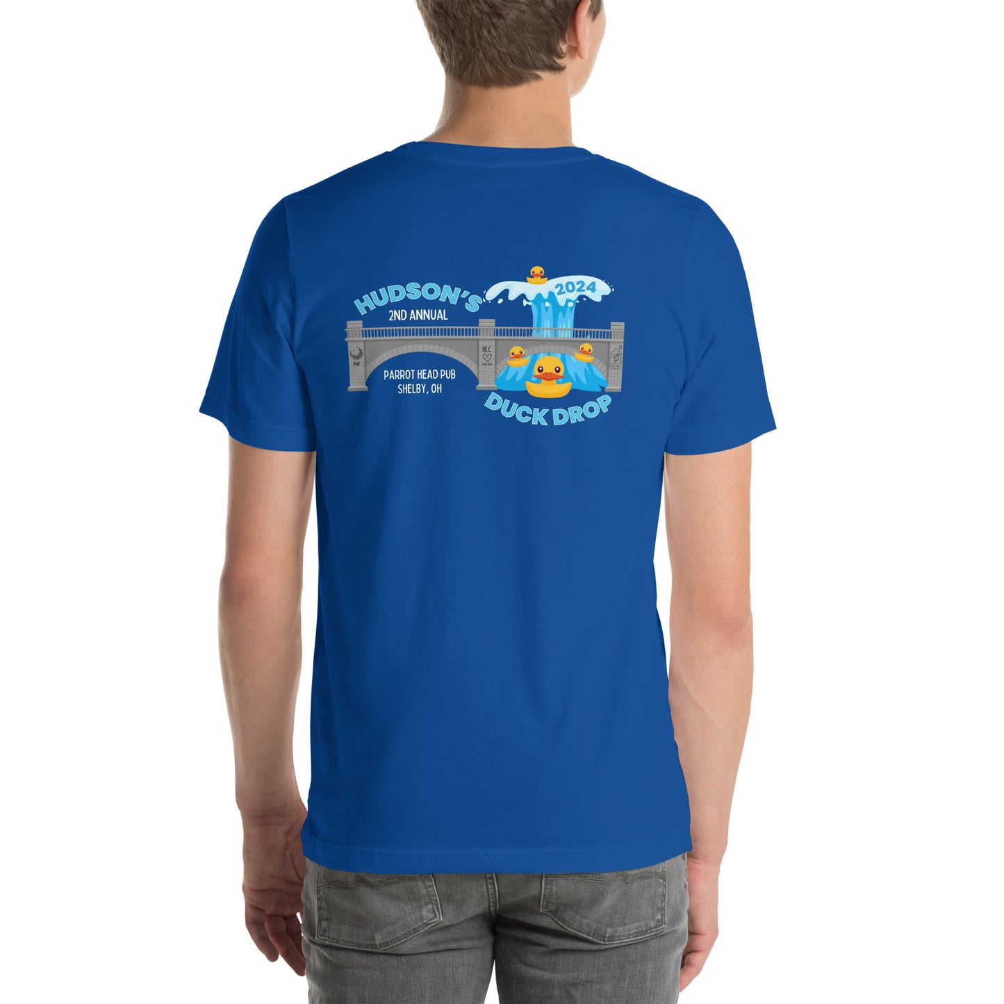 Hudson's Duck Drop Unisex T-shirt with Back Design